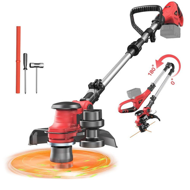 Cordless String Trimmer for Milwaukee 18V Battery, Folding 3 in1 Weed Eater with Brushless Motor & Battery Level Display, 11" Electric Weed Wacker/Edger Trimmer/Lawn Mower for Yard Garden (Tool Only)