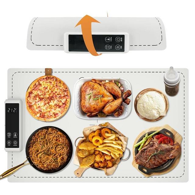 Food Warming Mat for Buffet Electric Warming Tray Upgrade High-tech Graphene Heating Film Adjustable Temperature and Timer, 10s Fast Full Surface Heating Mat Warming Trays for Parties Buffet 24x15in