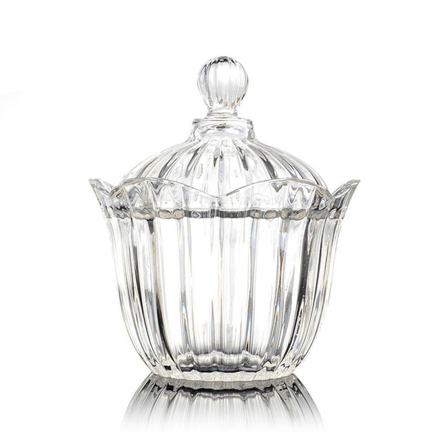 28 oz Large Glass Candy Dish with Lids Crystal Glass Candy Jar Home Decor Covered Wedding Buffet Jewelry Box Cookie Jar Biscuit Containers for Snacks Office Desk Party Coffee Beans (Transparent)