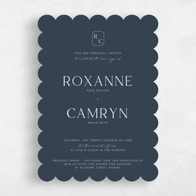 Blue Scalloped Wedding Invitation - Altair Classic