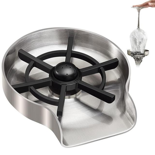 Glass Rinser for Kitchen Sinks Glass Cup Bottle Washer Cleaner for Home Bar Glass Rinser Kitchen Sink Accessories Stainless Steel Brushed Nickel 3311SN