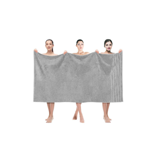 American Soft Linen 100% Cotton Jumbo Large Bath Towel, 35 in by 70 in Bath Towel Sheet, Rockridge Grey