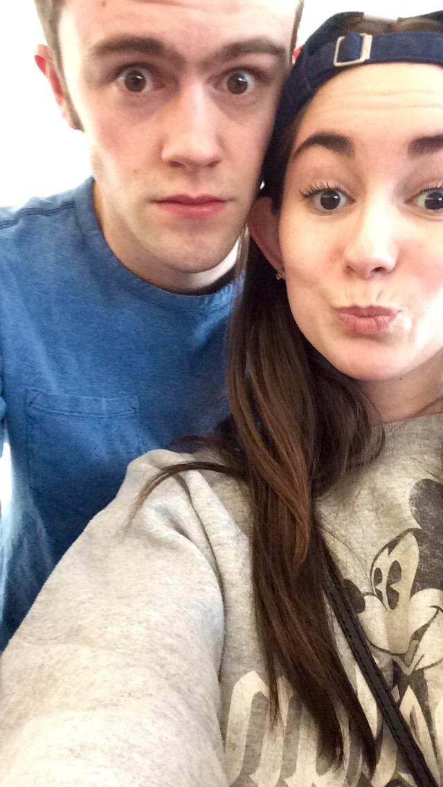 Our first photo together - waiting for our flight to Germany (Austria) for the Saint Rose Chamber Choir Tour, March 2016.