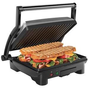 Chefman - 3-in-1 Panini Press & Grill, 4-Slice Non-Stick, Opens Flat - Stainless Steel