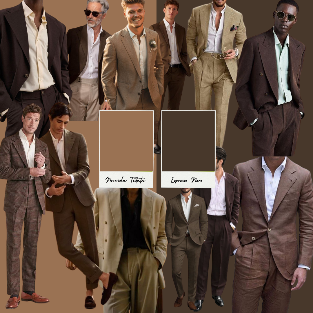 These coffee-toned warm neutrals bring elegance and softness to the day. Espresso Nero is deep brown, (not black) - rich, robust, and delicious.