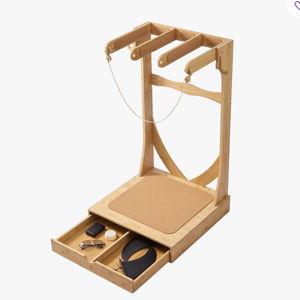 Vertical Surfboard Stand, 3 Tiers Wooden Surfboard Rack for Storage and Display, Freestanding Board Stand Organizer with Hanging Hooks & Cork Padding, for Wakeboards, Snowboards, Kiteboards