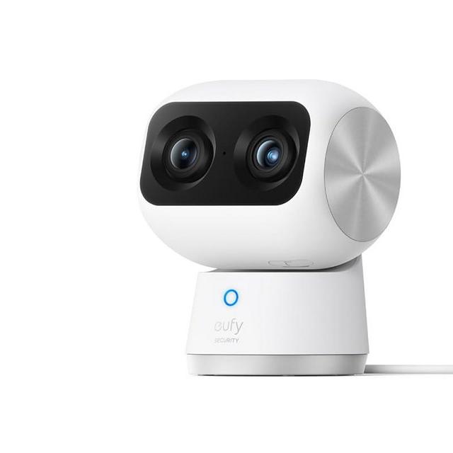 eufy Security Indoor Cam S350, Dual Cameras, 4K UHD Resolution Security Camera with 8× Zoom and 360° PTZ, Human/Pet AI, Ideal for Baby Monitor/ /Home Security, Dual-Band Wi-Fi 6, Plug in