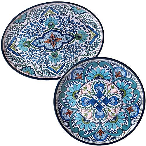 Cerified International TAL2PCRM Talavera 2- piece Melamine Platter, Set, Multicolored