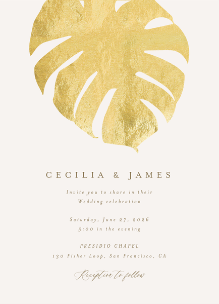 Maui Classic Foil | Light Oatmeal | Zola Wedding Invitations