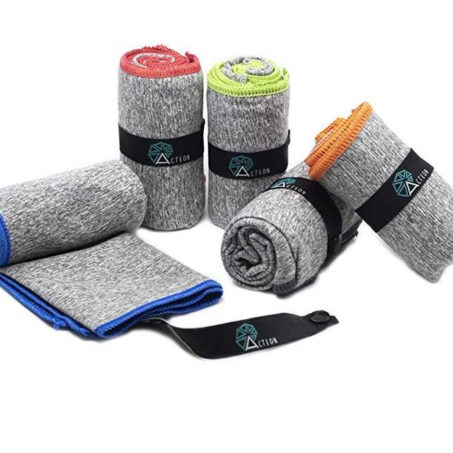 Acteon Microfiber Gym Towels - Quick Dry Workout Towel - Fights Odors - Compact Sports Towel for Workout, Travel, Camping - Ultra Lightweight Sweat Towel - 5-Pack Heather Gray - 30"x16"