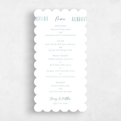Blue Scalloped Wedding Menu - Lund