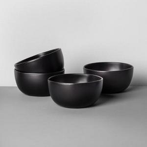 4pk Stoneware Cereal Bowl Black - Hearth & Hand™ with Magnolia