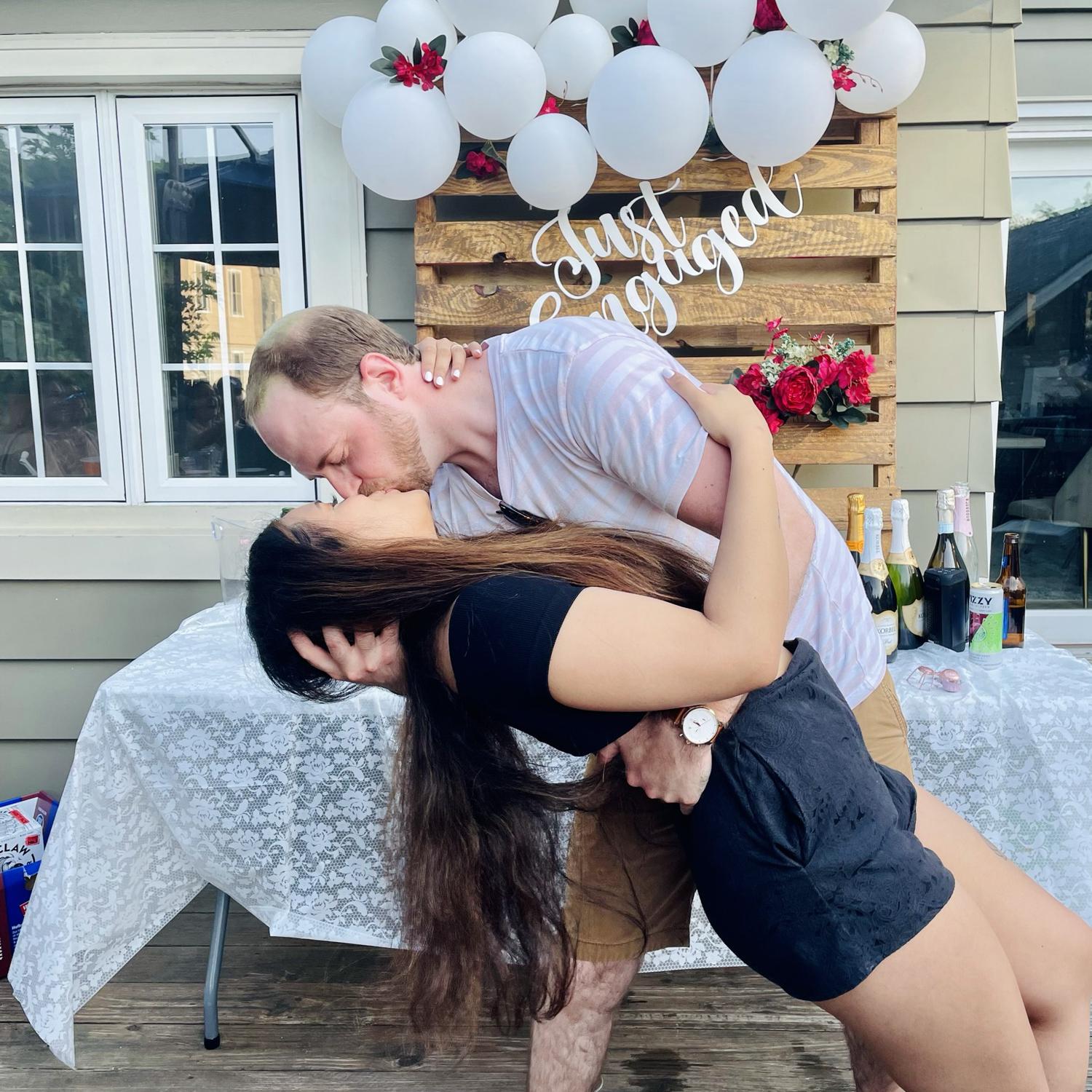 With the help of family and friends. The surprise proposal continued at our house where it was fully decorated and where we instantly celebrated our engagement.