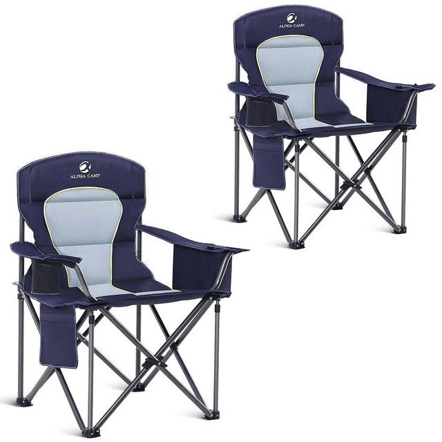ALPHA CAMP Oversized Camping Folding Chair Heavy Duty Lawn Chair with Cooler Bag