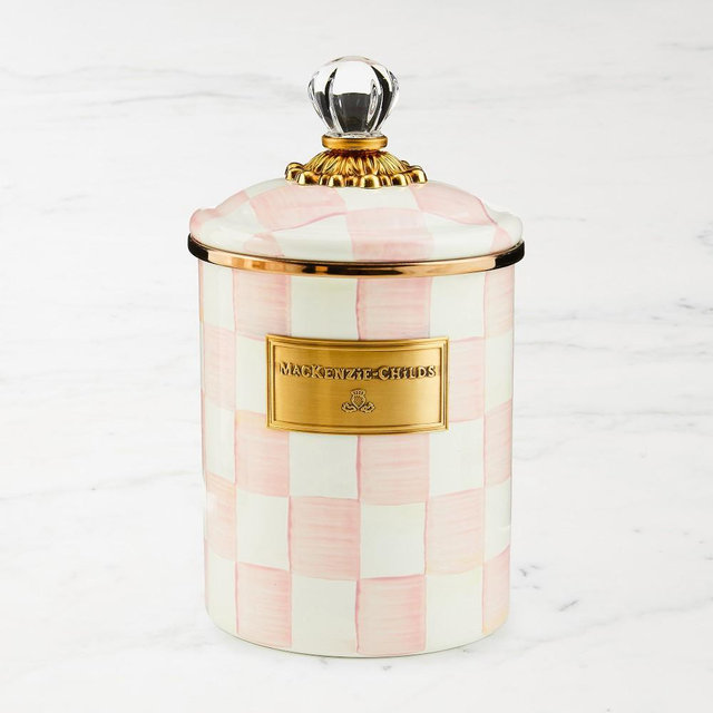 MacKenzie-Childs Rosy Check Enamel Canister, Medium