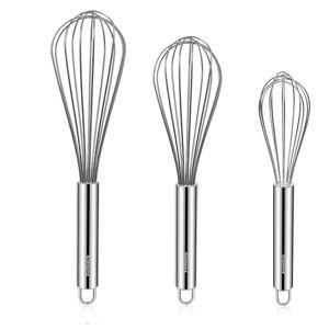 NileHome Stainless Steel Whisk Set 8" 10" 12" Kitchen Whisk Balloon Whisk Kitchen Wisk Wire Whisks for Cooking, Whisking, Blending, Beating, Stirring-3 Pack…