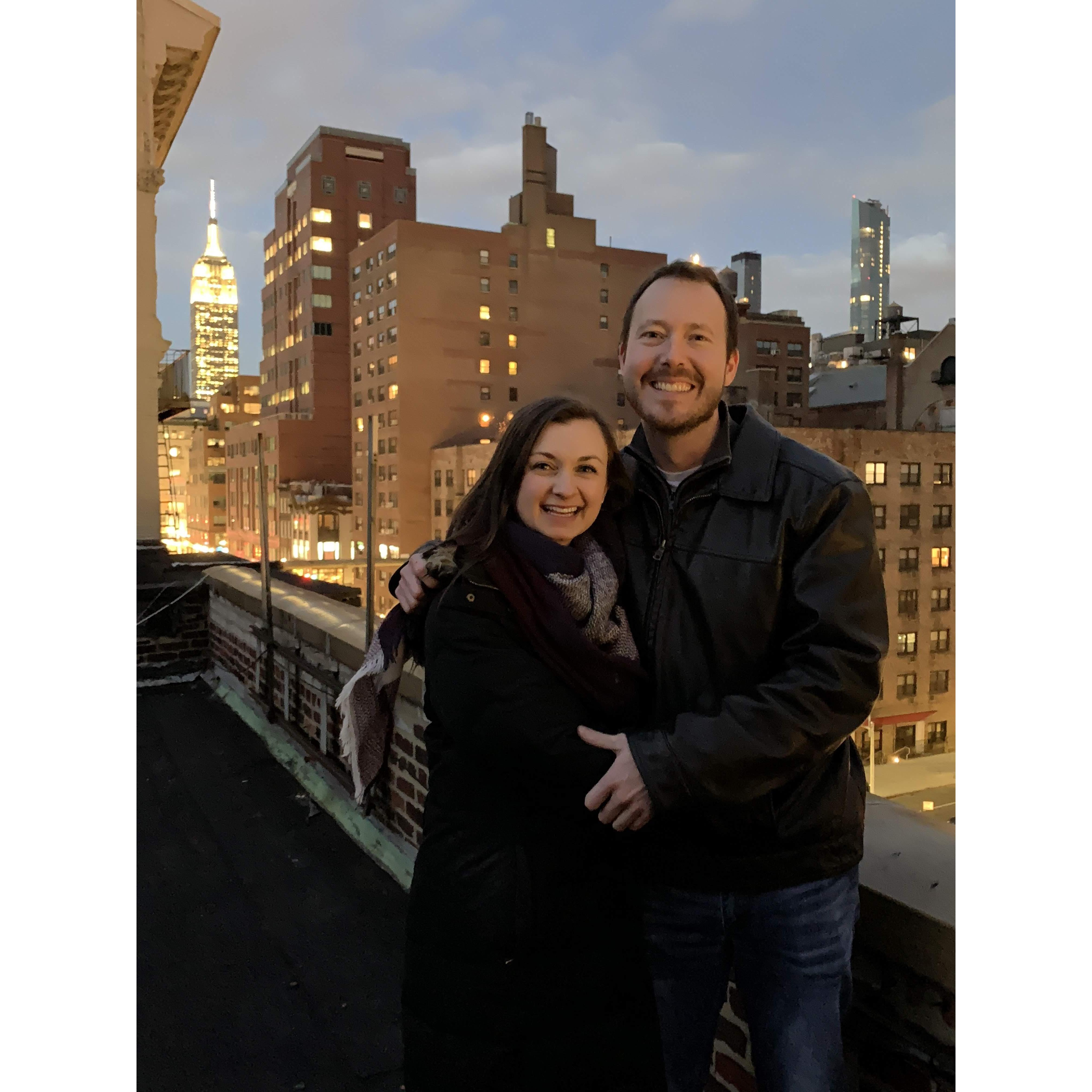 With the Empire State Building.