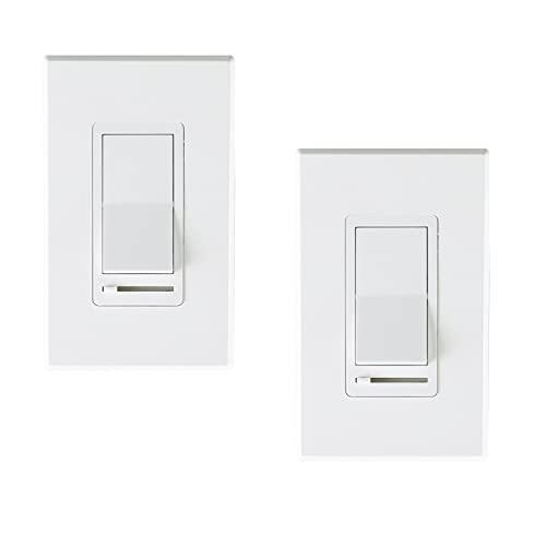 Cloudy Bay in Wall Dimmer Switch for LED Light/CFL/Incandescent,3-Way Single Pole Dimmable Slide, 600W max Incandescent,150W max Dimmable LED/CFL, Cover Plate Included, Pack of 2