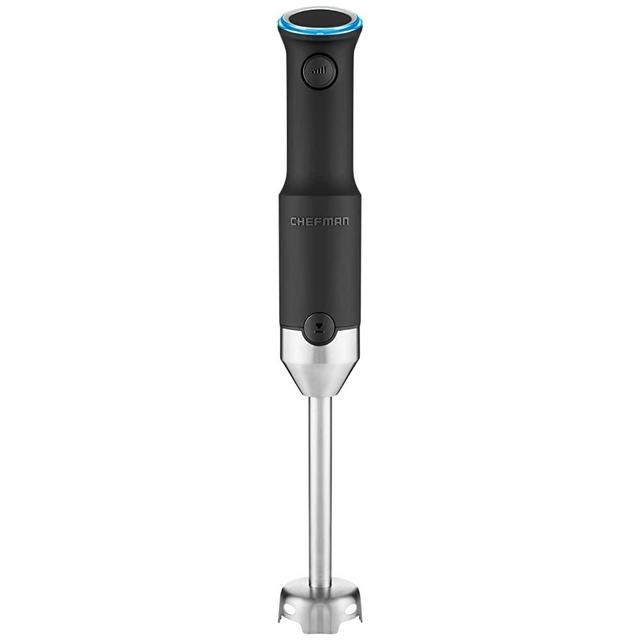 Chefman Cordless Power Portable Immersion Blender, Ice Crushing Power with One-Touch Speed Control, USB Charging, Quickly Mixes Smoothies, Purees Soups, Dips, Sauces, Storage Case, Stainless Steel