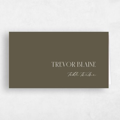 Dark Khaki, Green Wedding Place Card - Andes