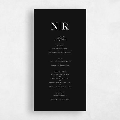 Black Wedding Menu - Holt