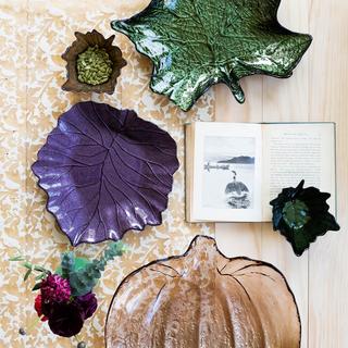 Leaf Glass Pumpkin Platter