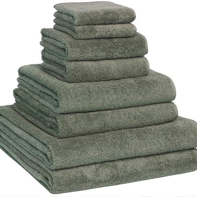 Luxury Extra Large 8-Piece Turkish Towel Set with 4 Bath Towels (30x60 and 24X48) - Dark Green