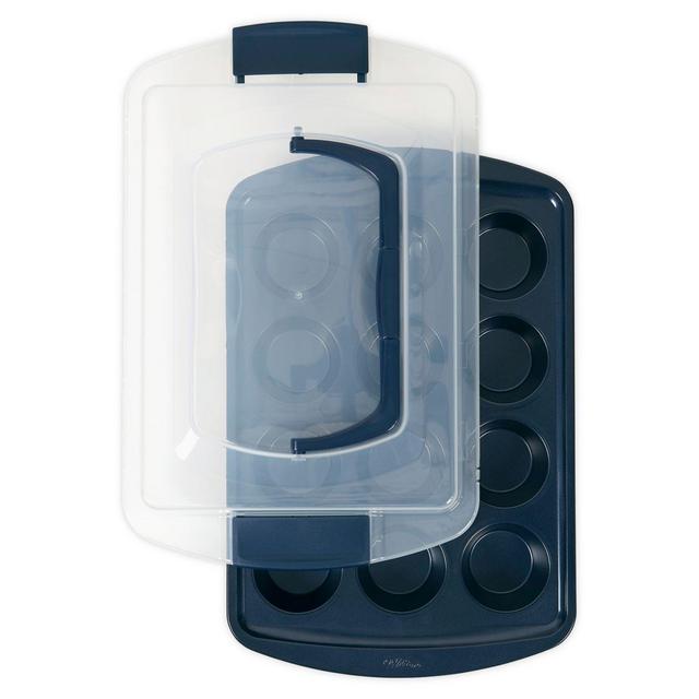 Wilton® Nonstick Diamond-Infused 12-Cup Covered Muffin and Cupcake Pan in Navy