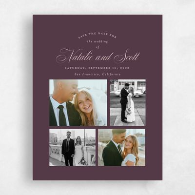Dark Plum, Purple Wedding Save the Date - Marvis Multiphoto