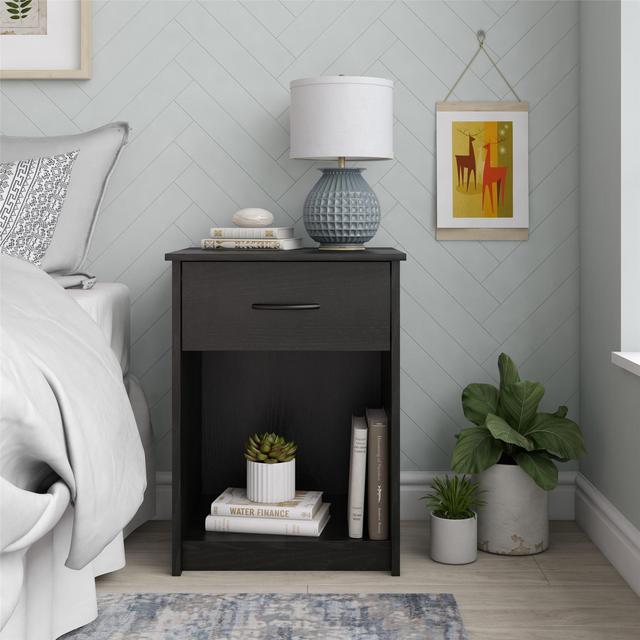 Mainstays Classic Nightstand with Drawer, True Black Oak