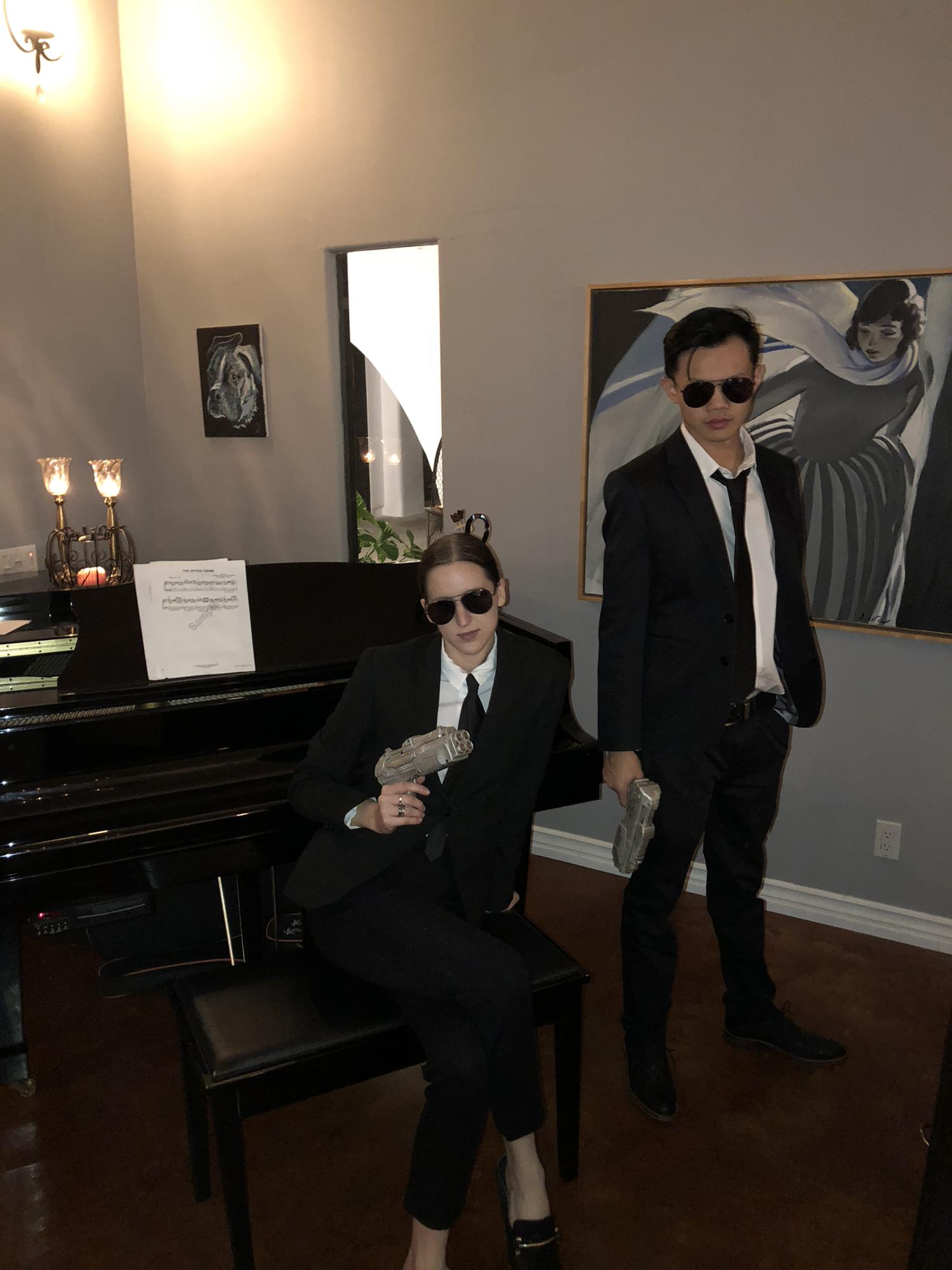 Easy Halloween costume: spray paint nerf guns + wear a suit = Men in Black