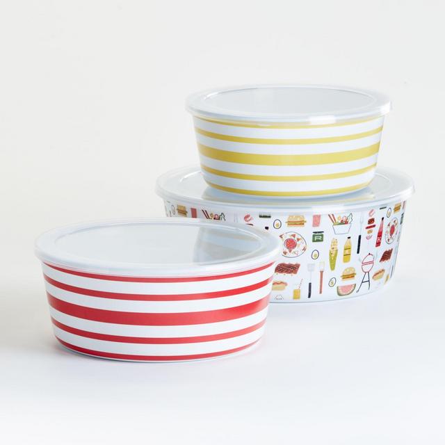 Backyard Barbecue Melamine Storage Bowls, Set of 3