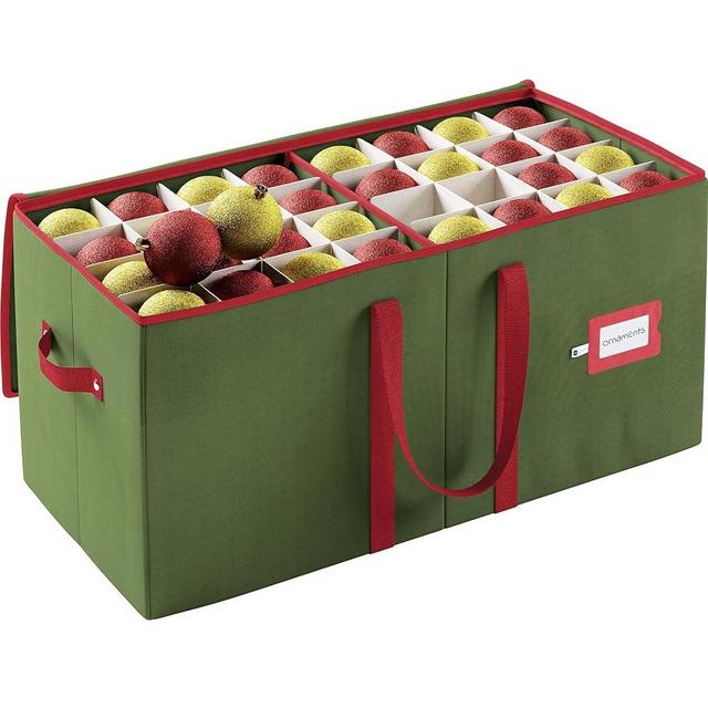 URBUNDY Christmas Ornament Storage Box Green, Fits 128 Ornaments - Christmas Storage Ornament Organizer Storage Box - Ornament Compartment Storage Box With Dividers & Handles - Box For Christmas