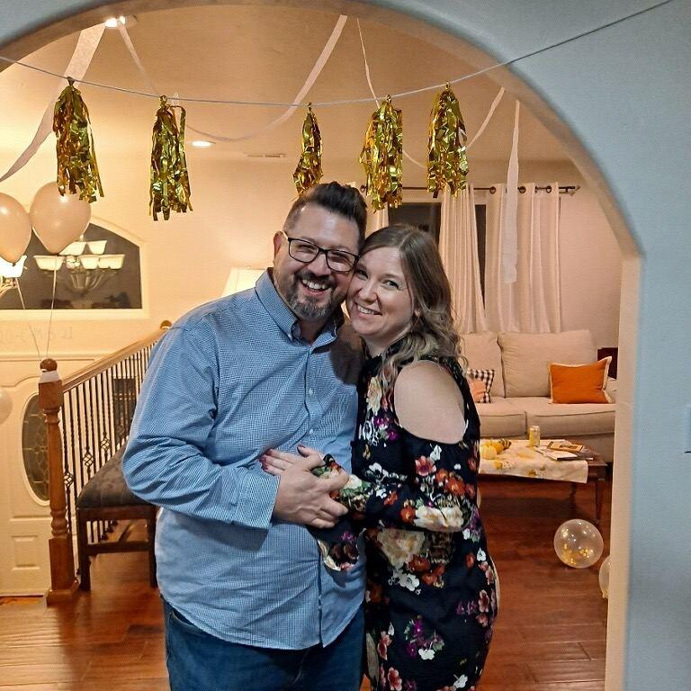 Their friends threw them an engagement party in November to celebrate. 
