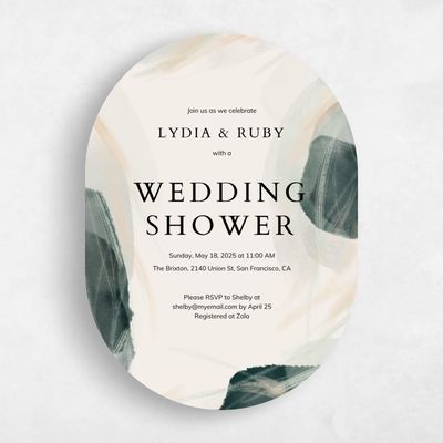 Green Oval Wedding Wedding Shower Invitation - Staton Portrait