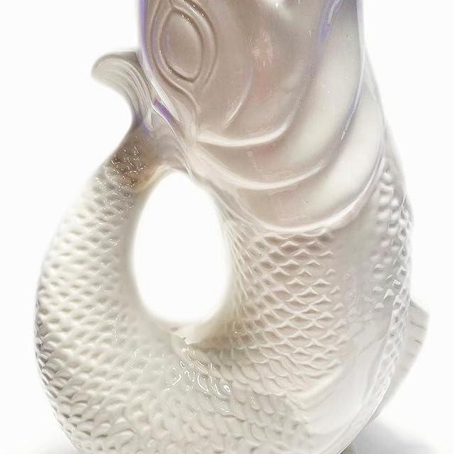 Mazeology’s White Porcelain Gurgle Fish Shaped Water Jug 50 ounces/ 1.5 liter Capacity 10.5 Inches High