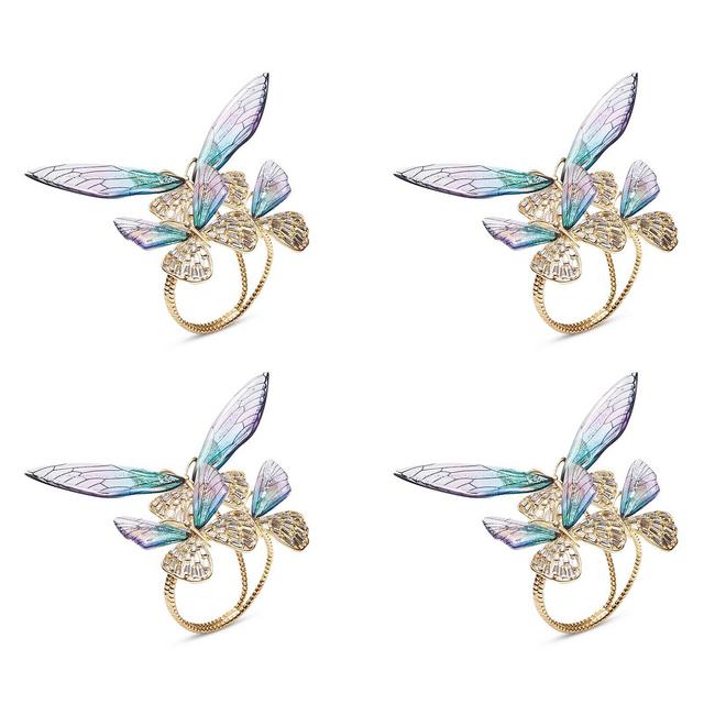 Kim Seybert Flutter Napkin Ring in Lilac & Periwinkle, Set of 4 in a Gift Box