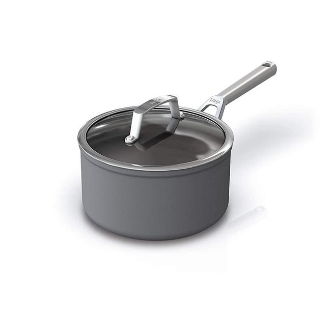 Ninja C30235 Foodi NeverStick Premium Hard-Anodized 3 1/2-Quart Saucepan with Glass Lid, slate grey