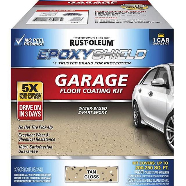 Rust-Oleum 251966 EPOXYSHIELD Garage Floor Coating, 1 Car Kit, Tan Gloss