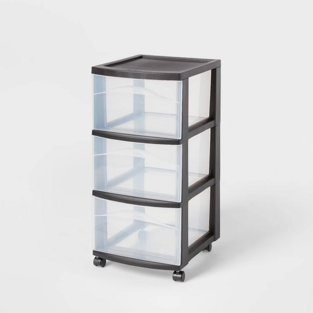3 Drawer Medium Cart Black - Brightroom™