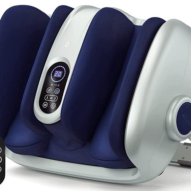 Miko Shiatsu Foot Massager Machine Deep Tissue Massage Improves Circulation, Blood Flow with Deep Kneading, Heat Therapy - Plantar Fasciitis, Neuropathy, Diabetics Fits Up to Size15 (Renewed)