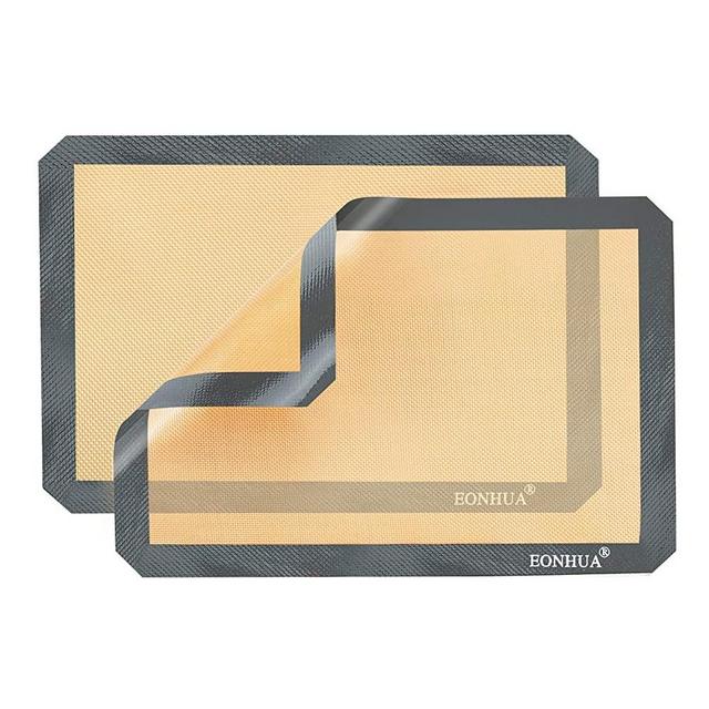 Large Silicone Baking Mats Macaron Baking Mat Nonstick Extra Thick Reusable Bakeware for Making Cookies 16.5X11.6in Set of 2 Grey