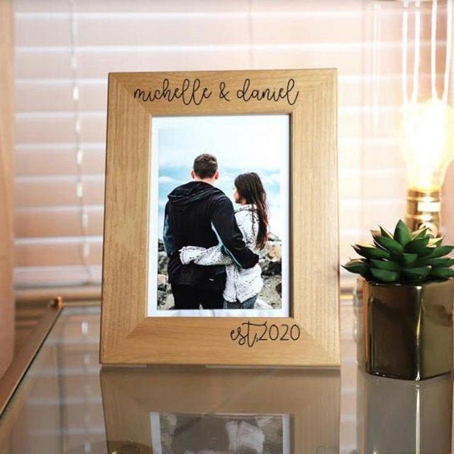 Personalized Picture Frame, Wedding Engagement Photo Frame,Valentine's Day, Keepsake Gift for Couples, UV Printed Wood Picture Frame