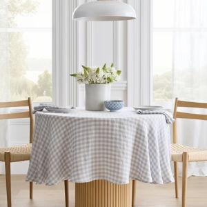 European Linen Tablecloth in Blue Fog Gingham