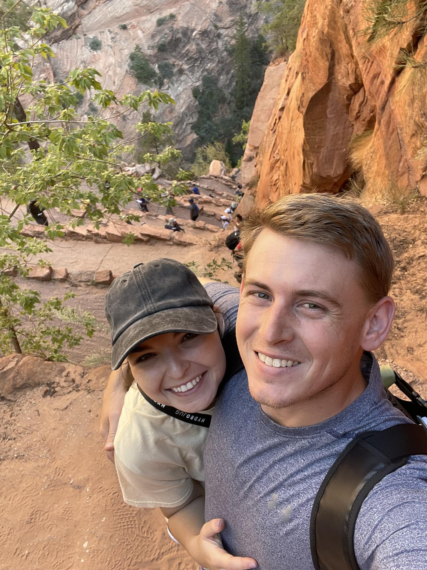 We took a trip to Utah where we visited Zion National Park. This picture was taken on our hike of Angels Landing.
