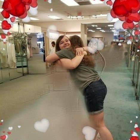 When I told my sister she was my Maid of Honor!!!
L : You found your dress!!
M : Yes, I did, but I also have my maid of honor !!!