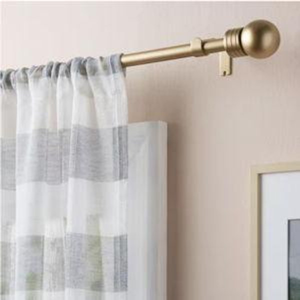 Modern Sphere 36 in. x 72 in. Matte Gold Single Curtain Rod