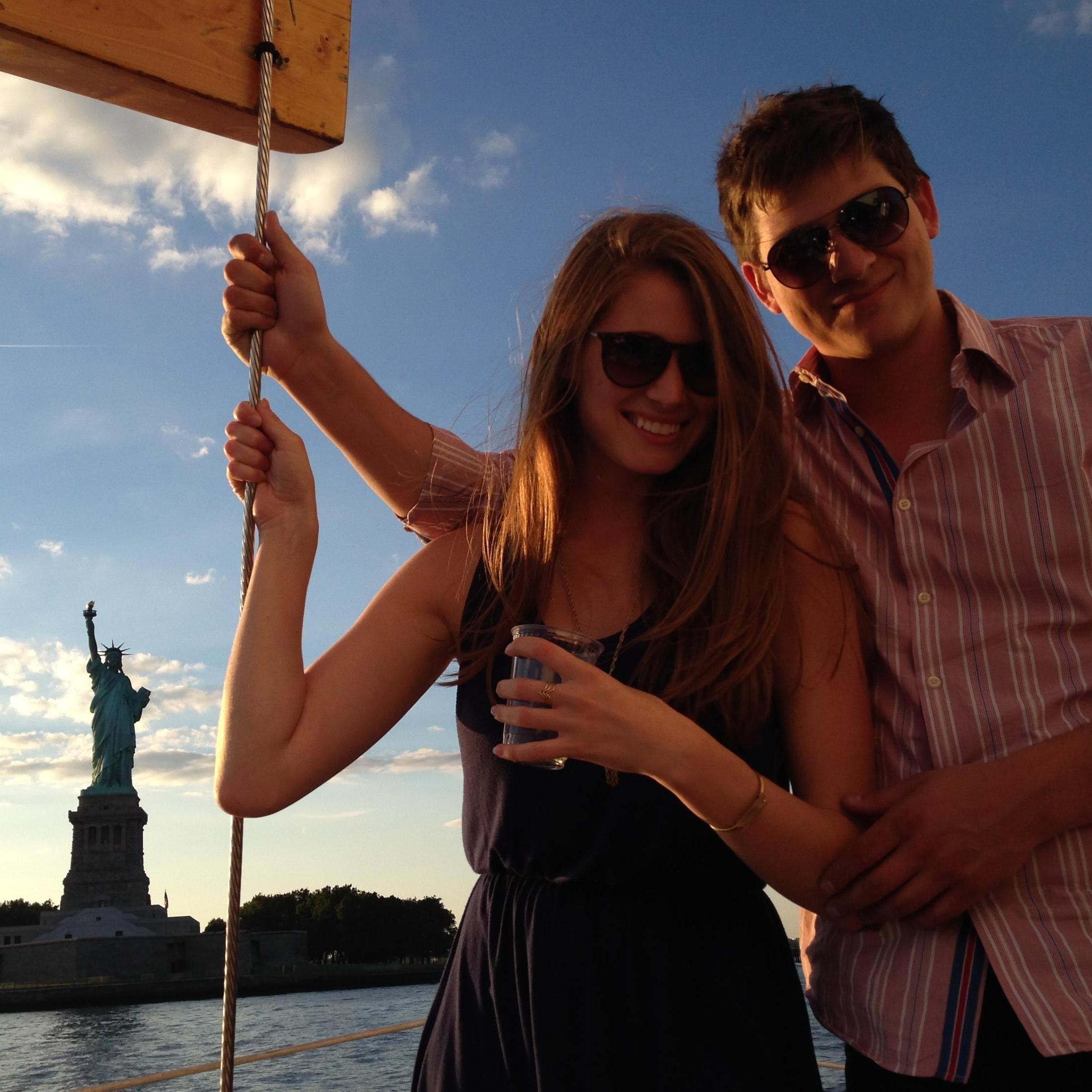 Sailing around New York Harbor for Jake's 28th birthday, 2014
