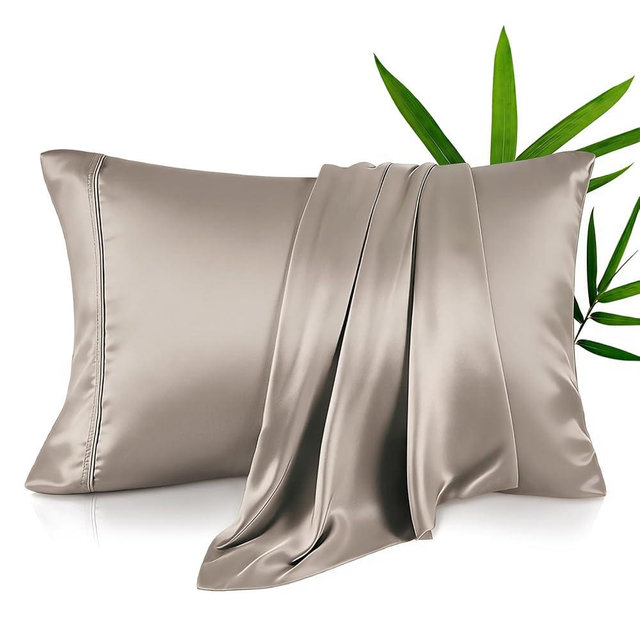 KRIMANO Standard Pillow Cases, Derived from Bamboo Viscose, Cooling Pillowcases, Breathable & Wicking Pillow Covers for Hot Sleepers, Envelope Closure, Taupe, 2 Pack, 20x26IN