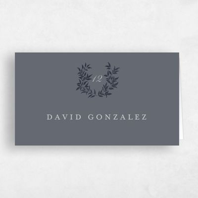 Charcoal, Grey Wedding Place Card - Willow